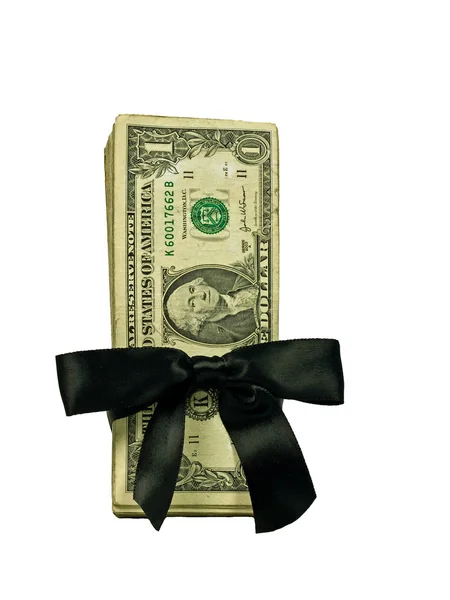 Банкнота в черной ленте $1 — стоковое фото