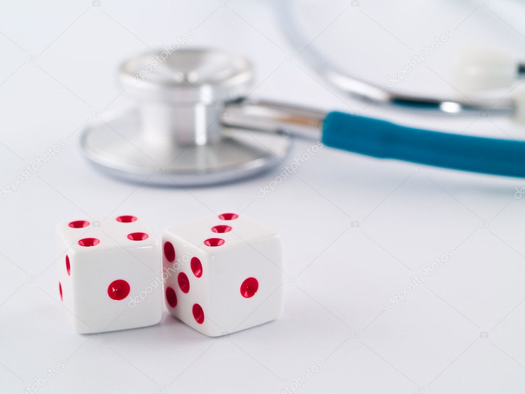 Stethoscope and Dice as a Gambling with your Health Concept