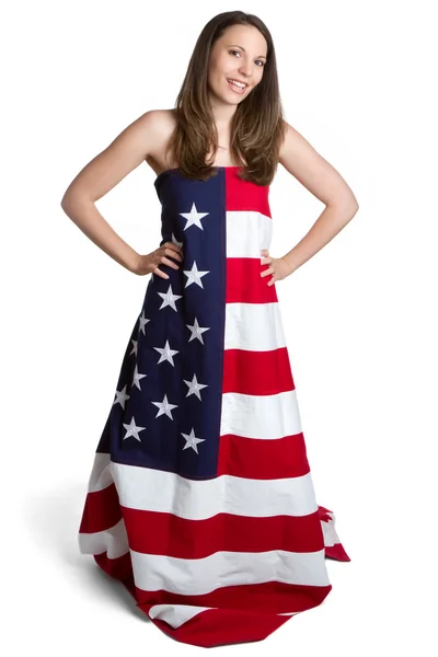 Mujer bandera americana —  Fotos de Stock