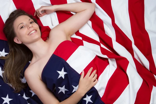Amerikai zászló lány — Stock Fotó