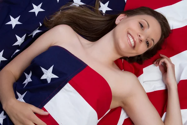 Americká vlajka žena Royalty Free Stock Obrázky