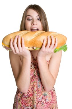 Girl Biting Sandwich clipart