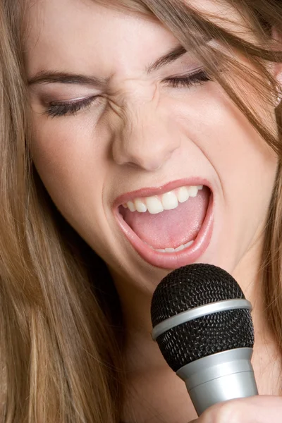 Menina do microfone — Fotografia de Stock