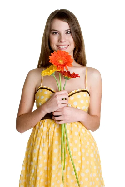 Girl Holding Flowers — Stock Photo, Image