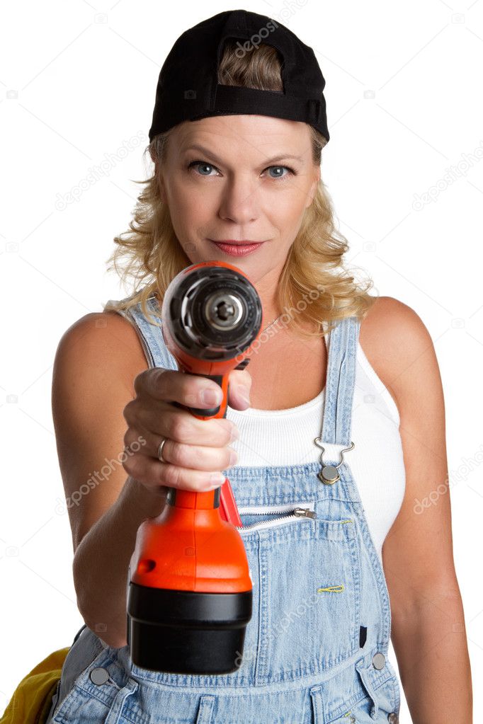 Woman Holding Drill