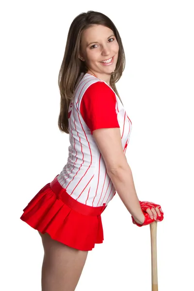 Geïsoleerde honkbal meisje — Stockfoto