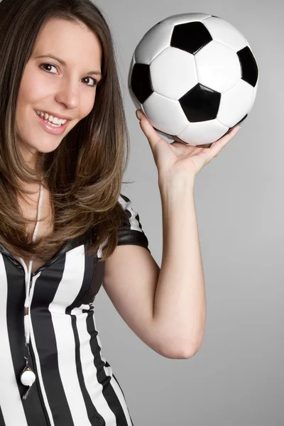 Mujer árbitro de fútbol — Foto de Stock