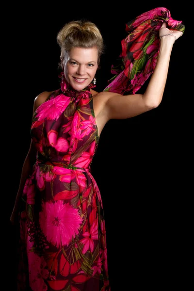 Розовое платье женщины — стоковое фото