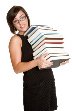 Woman Carrying Books clipart