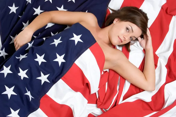 Patriotische Frau lizenzfreie Stockfotos
