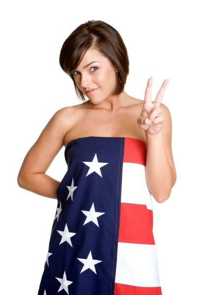Αμερικανική σημαία κορίτσι — Φωτογραφία Αρχείου