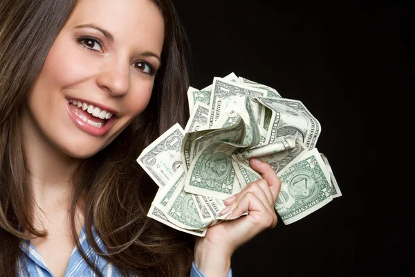 Kadın holding para — Stok fotoğraf