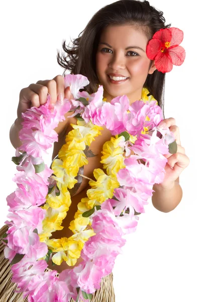 Tropische bloem lei vrouw — Stockfoto