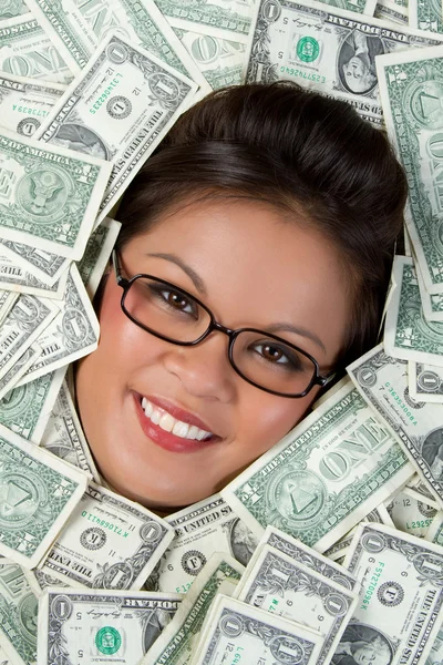 Pénz nő — Stock Fotó