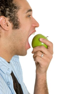 Man Eating Apple clipart