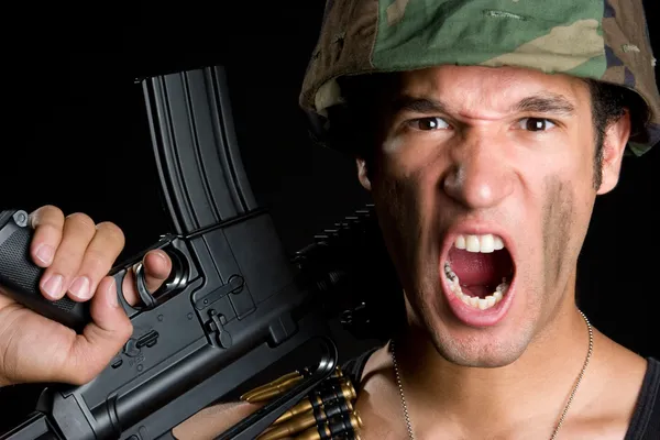 Angry Soldier — Stock Photo, Image