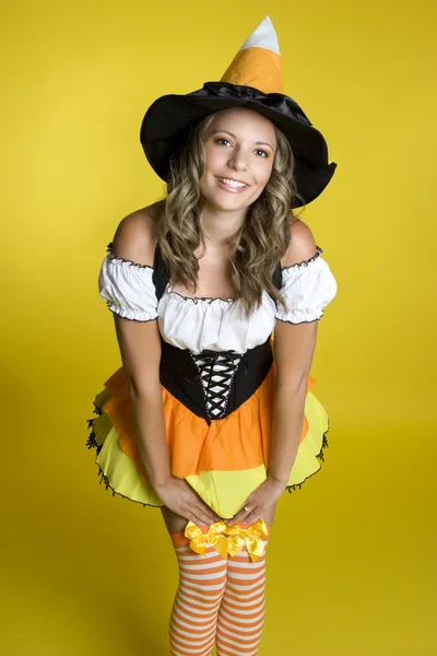 Cute halloween meisje — Stockfoto