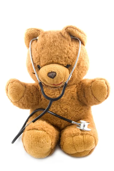 stock image Bown teddybear acting as a doctor