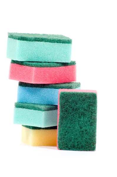 Stack of colorful cleaning sponges — Stock Photo, Image