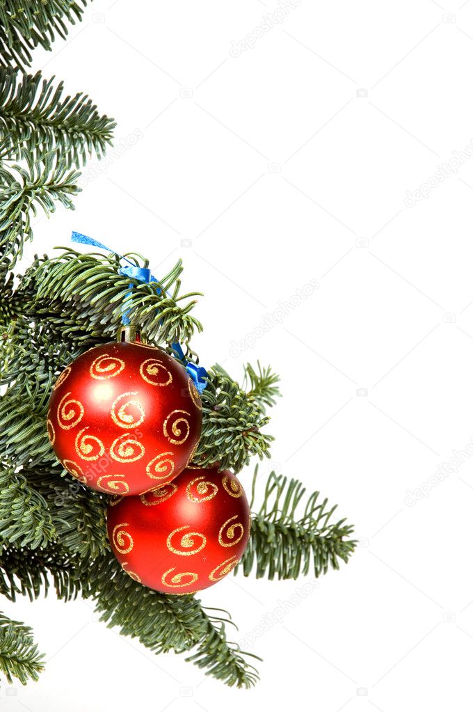 Red christmas ball in tree