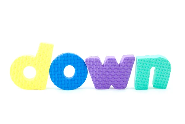 Colorful letters with down — Stock Photo, Image