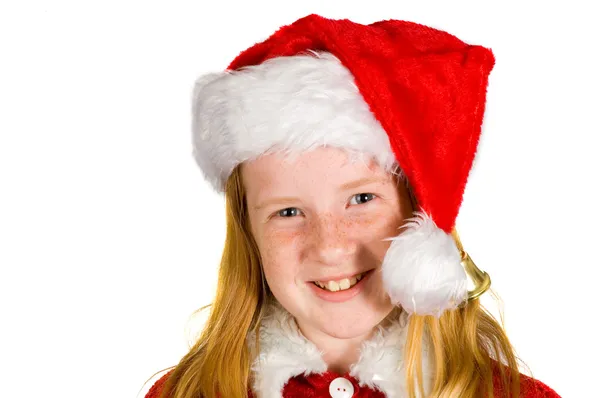 Little girl in santa's hat — Stock Photo, Image