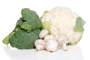 Cauliflower broccoli and mushrooms clipart