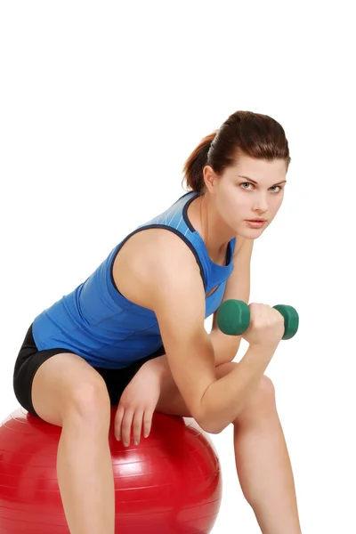Brunette woman doing her workout — Stock Photo, Image