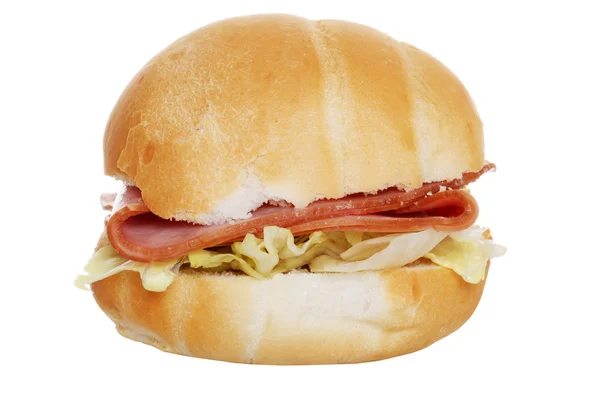Prosciutto e lattuga in un panino — Foto Stock