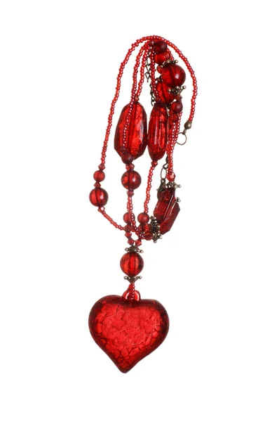 Halskette mit rotem Herzen — Stockfoto
