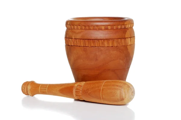 Wooden mortar and pestle — Stock Photo, Image