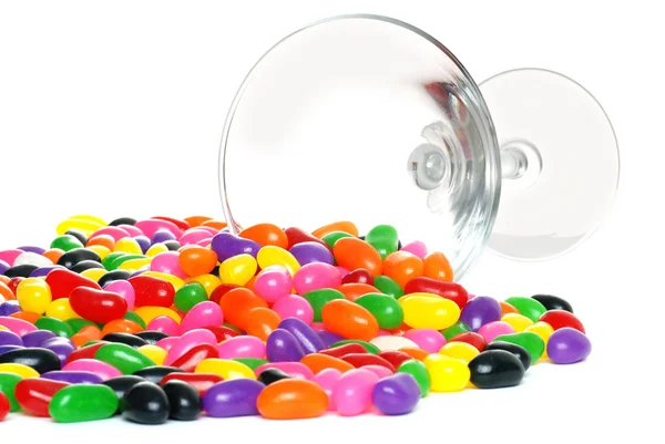 Spilled jelly beans from a martini glass Royalty Free Stock Photos