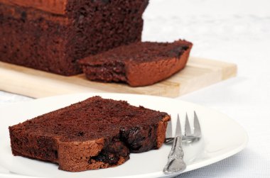 Closeup belgium chocolate cake loaf clipart