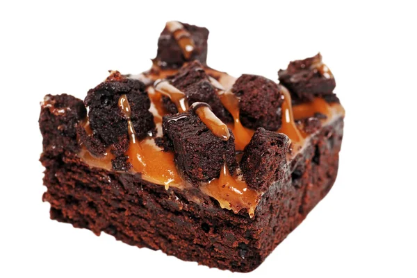 Caramel brownie isolerade — Stockfoto