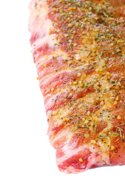 Close up Raw seasoned spare ribs — Stock Photo, Image