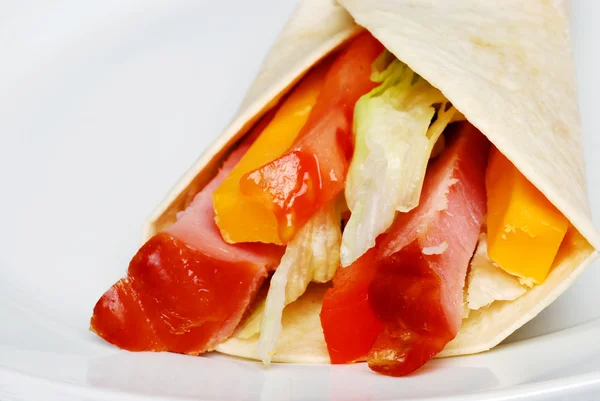 Ham and Cheese Wrap close up — Stock Photo, Image