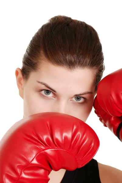 Headshot jovem boxeador feminino — Fotografia de Stock