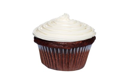 Isolated Chocolate cupcake with vanilla frosting clipart