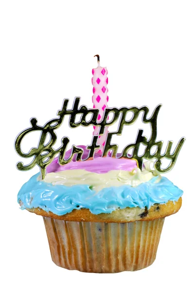 Isolated Birthday Cupcake — Stock Photo, Image