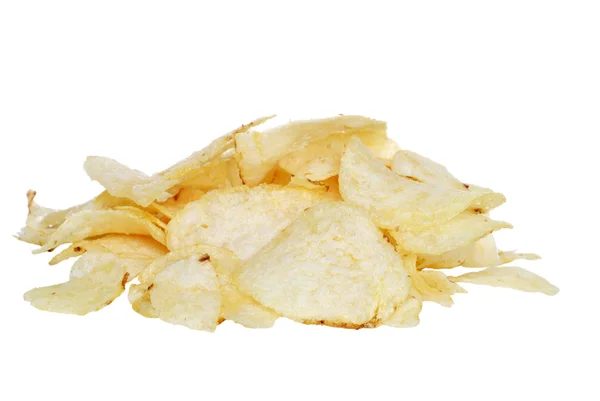 Na białym tle chipsy ziemniaczane — Zdjęcie stockowe