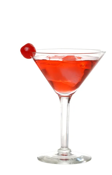 Isolated red martini with a cherry — Stock Photo, Image