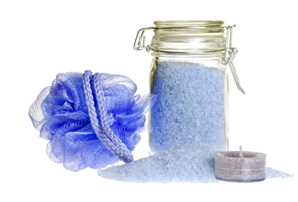 Lavendel Bad zout focus op pot — Stockfoto