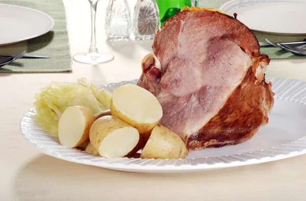 Smoked ham dinner — Stock Photo, Image