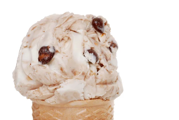 Closeup chocolate vanilla ice cream with nuts — Stock Photo, Image