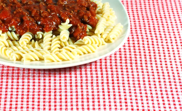 Fusilli Noodles with Meat Sauce — Stock Photo, Image