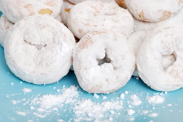 Small icing sugar covered donuts — Stock Photo, Image