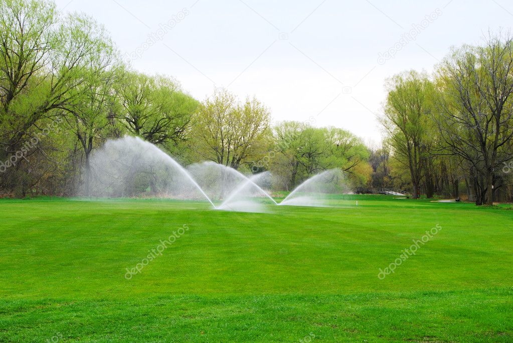 Golf Course being watered