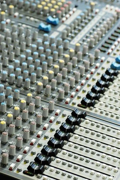 Sound board mixer with shallow depth of field — Stock Photo, Image
