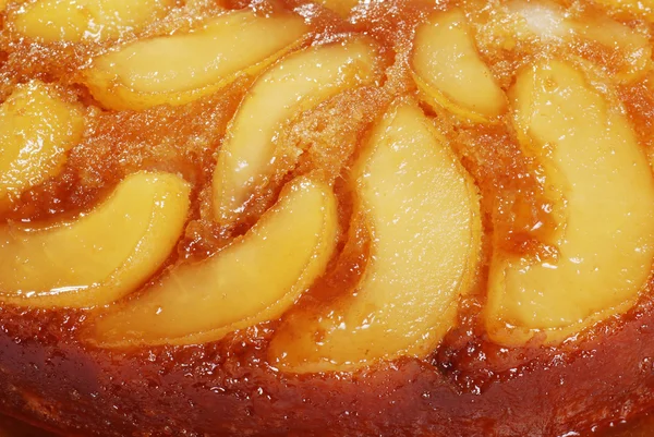 Upside down pear cake background — Stock Photo, Image