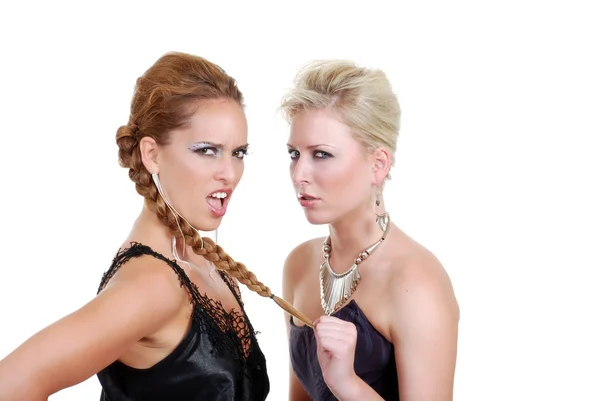 Woman pulling another ladies hair — Stock Photo, Image